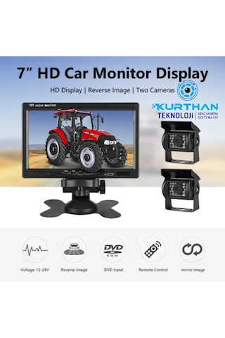 Traktör Biçerdöver 7inç Monitör ve Çift Kamera Sistemi