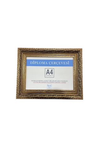 Diploma Çerçevesi A4 Boyut Gold Varaklı - Hakiki Camlı Ürün