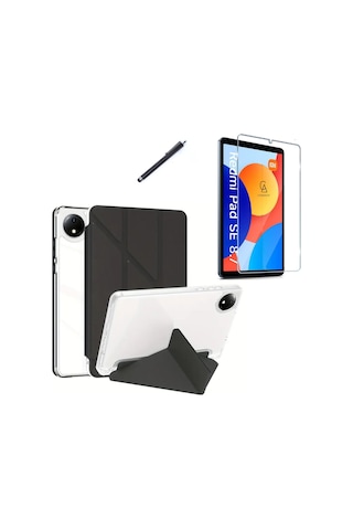 Xiaomi Redmi Pad Se 8.7 İnç Uyumlu Tri Fold Kalemlikli Tablet Kılıfı Ekran Koruyucu Kalem Seti