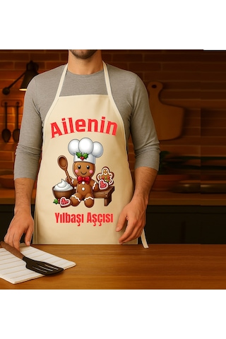 Yeni Yıl Mutfak Önlüğü Yılbaşı Aşçısı Önlük Hediye Çok Renkli