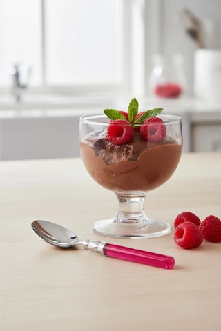 6 Lı Paslanmaz Çelik Pembe Tatlı Kaşığı Seti Çok Renkli