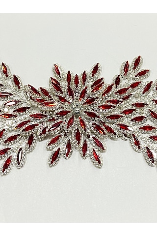 Ütüyle Yapışan Kristal Taşlı Aplike - Kırmızı