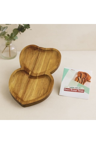 Akasya Kalpli 2 Bölmeli Ahşap Servis Tepsisi 25x14x1.4 Cm Açık Mavi