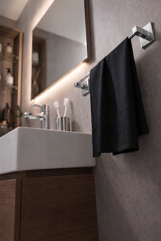 Sas Haus Yapışkanlı Krom Uzun Havluluk Duvar Tipi Delme Gerektirmez Banyo Havlu Askılığı S-101 Ktk Siyah