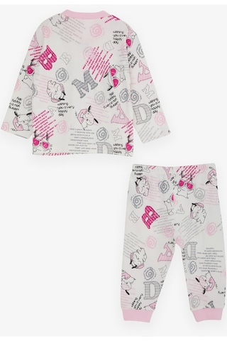 Breeze Kız Bebek Pijama Takımı Yazı Desenli 4 Ay-1 Yaş, Ekru-ekru Ekru