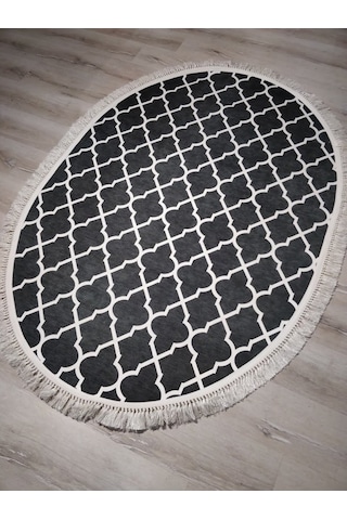 Yamalıhome Angel 1498-00 Fas Vezir Siyah 120X180 Cm Saçaklı Oval