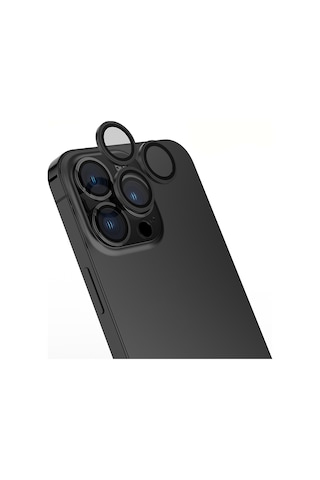 Apple Uyumlu iPhone 14 Pro Max Zore Mikro Kamera Lens Koruyucu Siyah