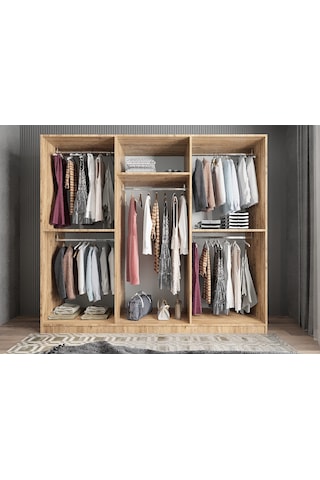 Kayra 6 Kapaklı Gardırop Dolap Çam Füme