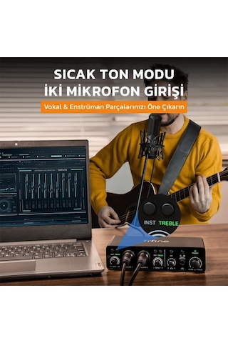 Fifine Ampli 3 Usb Stüdyo Ses Kartı 2 Giriş 2 Çıkış 24bit/192khz Windows/mac/ıos/android