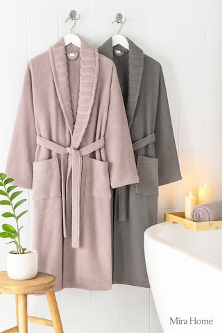 4 Parça Soft Elegance Banyo Aile Bornoz Seti %100 Pamuklu Antrasit