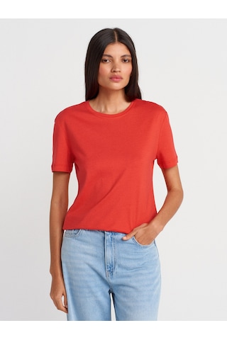 Dilvin 31791 Bisiklet Yaka Modal T-shirt-kırmızı Kırmızı