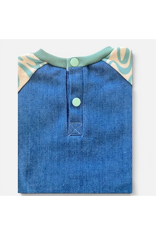 Bebe Raglan Kol Denim Elbise Krem - Yeşil