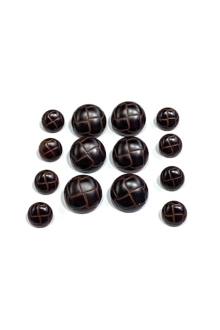 Kahverengi Deri Görünümlü İtalyan / Trençkot Ceket Takım Düğme / 2,5 Cm / 1,7 Cm