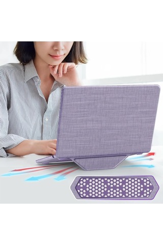 Mey İthalat Apple Uyumlu MacBook  Air 13.6 Apple Uyumlu MacBook  Kumaş Kapak - Mor Diğer