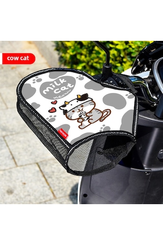 Konesam Motosiklet Ve Elektrikli Araçlar İçin Yazlık Uv Koruma Su Geçirmez Isı Yalıtımı El Tutucu Kılıfı İnek Kedisi Desenli