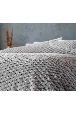 Doqu Petek Battaniye Seti Çift Kişilik Gri Diğer