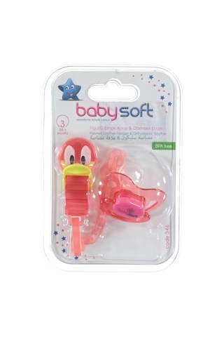 Babysoft Fıgurlu Emzık Askısı ve Damaklı Emzık No:3 - Kırmızı