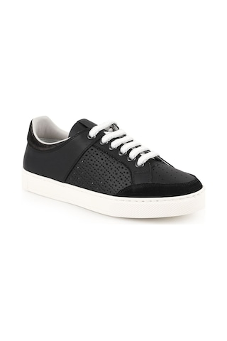 Libero Lz5883 Delikli Antik Deri Ve Süet Detaylı Kalın Hafif Eva Taban Kadın Sneaker Siyah