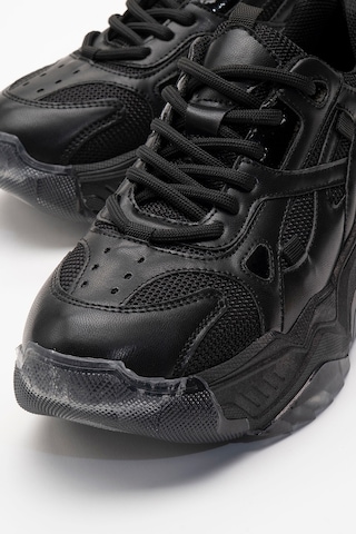 Luvishoes Lecce Siyah Cilt Kadın Spor Ayakkabı Siyah-Cilt Siyah