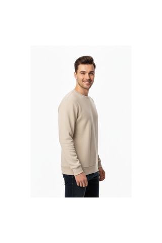 Baglan Erkek Büyük Beden Sıfır Yaka Selanik Sweatshirt Bgl-st04871 Taş
