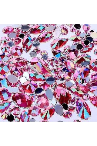 Gül Kırmızı Ab Diy Düzeltmesiz Flatback Akrilik Tırnak Taşları Rhinestones Boncuk 3d Tırnak Sanat