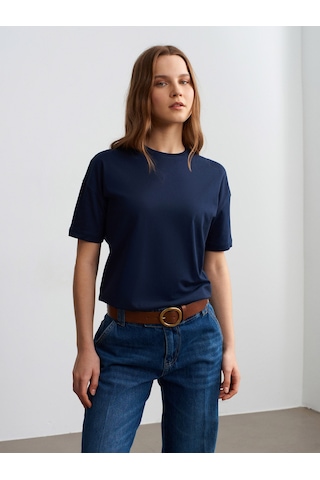 Dilvin 3683 Basic T-shirt-Koyu Lacivert