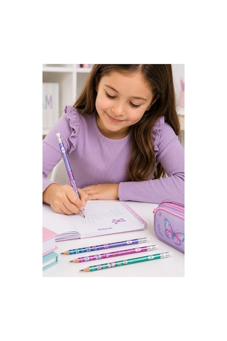 Kelebek Silgili Kurşun Kalem 12 Adet Faber Castell Yuvarlak Gövdeli Siyah Kurşun Kalem Yumuşak Yazım Kolay Tutuş Kalite Çok Renkli