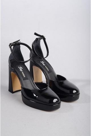 Seç Kundura Seç 8249 Platformlu Topuklu Kadın Ayakkabı Topuk: 9,5 Cm Platform: 2 Cm Siyah Rugan - 40 Siyah