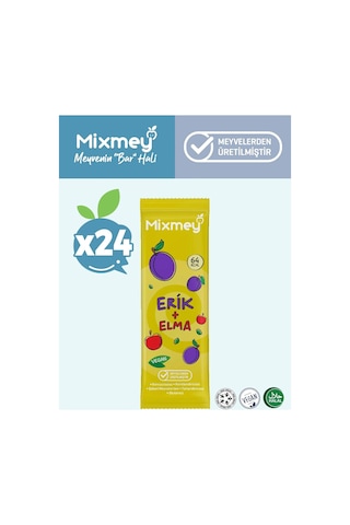Mixmey Erik Meyve Barı 24 Adet | Atıştırmalıklar – Vegan, Glutensiz, Koruyucusuz (20GR X 24 ADET)