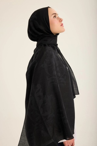 Maisa Duru İpek Pamuk Tensel Şal 70 190 Cm - Siyah 1257
