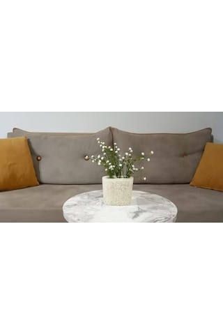 Adet Dahil Vazoda Çiçek Beyaz Yapay Çiçek Dekoratif Deniz Taşı El Yapımı 10x5x14cm Genel