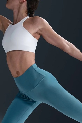 Nike Dri Fit Zenvy Gentle Support Infina Soft Womens Training Tight Yüksek Belli Toparlayıcı 7/8 Soft Kumaş Kadın Antreman Taytı Mavi