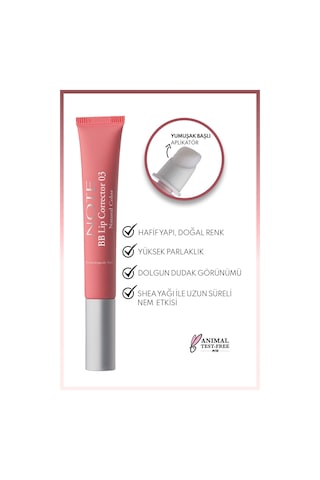 Note Cosmetique Bb Lip Corrector Renk Eşitleyici Ve Nemlendirici Dudak Parlatıcısı - 03 - Pembe