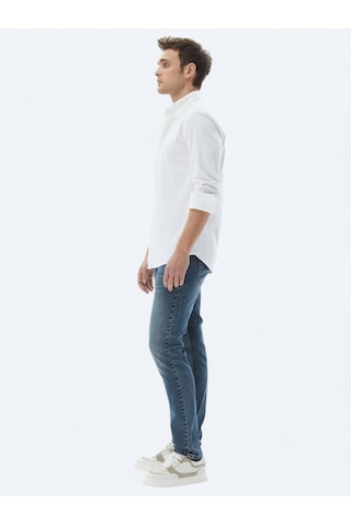 Beyaz Düz Regular Fit Dokuma Casual %100 Pamuk Gömlek Beyaz