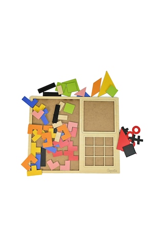 3'lü Oyun Seti Tetris Tangram Xox Eğitici Ahşap Oyuncak