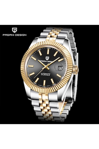 Pagani Design Pd-1645 Datejust Yeni Mekanik Erkek Kol Saati Otomatik Retro Saatler Erkek Su Geçirmez Çelik Saat Rose Gold - Gümüş