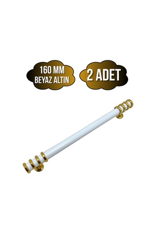 Detay Boru Beyaz Altın Dolap Kulpu Mobilya Ve Mutfak Dolap Kulpu Beyaz - Altın 160mm 2 Adet Beyaz Altın