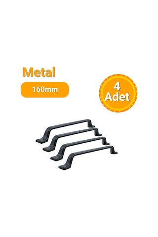 4 Adet Havai Düz Siyah Metal Mobilya Kulpu 160mm Siyah