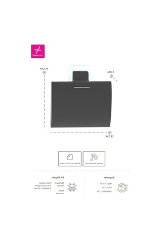 Yapışkanlı Tuvalet Kağıtlık - Antrasit Renk 16.5 x 12.2 x 11.2 CM
