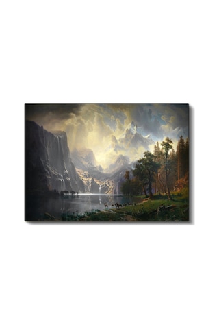 Kanvas Tablo Albert Bierstadt Yosemite Vadisi Şelale Ve Göl Işık Ressam Tablosu Ev Ofis Dekoru 1