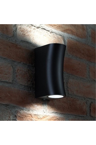 Amber Işık Çift Yönlü Iç Ve Dış Mekan Bahçe Teras Duvar Apliği Siyah