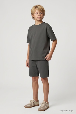 TOMMYLIFE Haki Oversize Fit Basic Erkek Çocuk Şort Takım - 11335