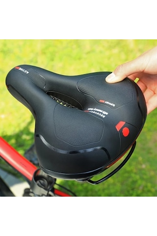 Motion003 Bisiklet Sele Yastığı Siyah 24.99x19.99x8.99 Cm Kalın Geniş Rahat Yumuşak Tüm Bisikletler İçin 2 Boyut Siyah