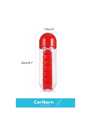 Özel Üretim Hap Bölmeli İlaç Kutusu %100 Bpa İçermez Pillbox Su Matarası 600 Ml Suluk Çok Renkli