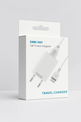 D880 5w Usb Şarj Aleti 2in1 Kablolu Ev Tipi Adaptör Telefon Şarj Cihazı
