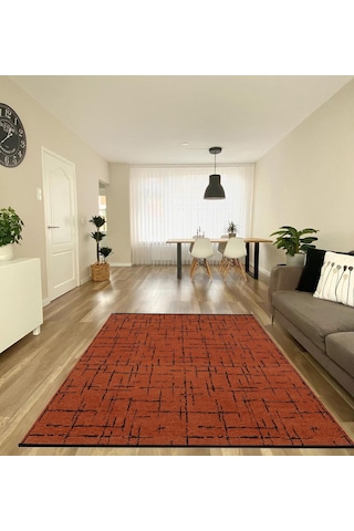 Çam Halı Bodrum Bdr 118 Kiremit Özel Latex Kaymaz Tabanlı Kilim