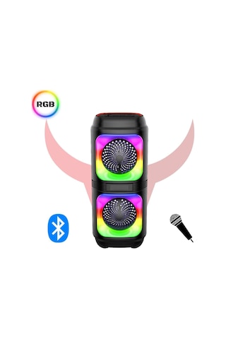 Lipon Işıklı Bluetooth Hoparlör Ses Bombası Mikrofonlu Karaoke Yüksek Ses Yeni Rgb 10watt