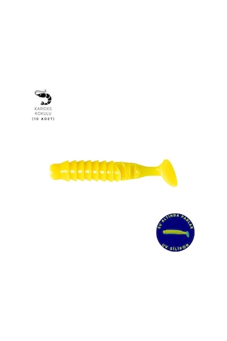Silikon Kurt Yem - 1,5g 45mm - Fishack - 10 Adet - Uv Silikon - Limon - Karides Kokulu