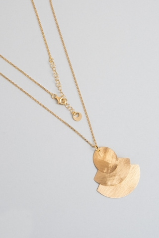 Petra Güneşi 18 Ayar Sarı Altın Kaplama 47 Cm Gümüş Tasarım Kolye