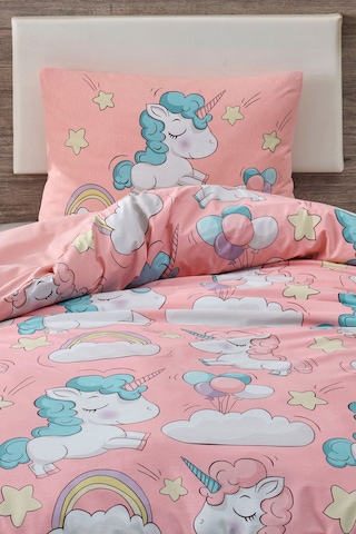 Enlora Home Junior Nevresim Seti Tek Kişilik Unicornio Pembe